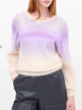 Isabel Marant Etoile Purple Super Kid Mohair Sweater Sz 38 M Delphi V-Neck Ombre